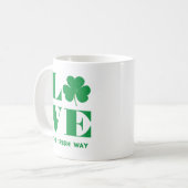 Love Shamrock Clover Irish Custom Text Groen Wit Koffiemok (Voorkant links)