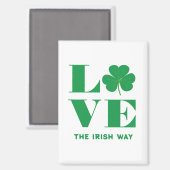 Love Shamrock Clover Irish Custom Text Groen Wit Magneet (Voorkant / Achterkant)