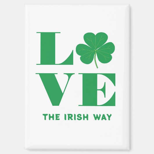 Love Shamrock Clover Irish Custom Text Groen Wit Magneet (Voorkant)