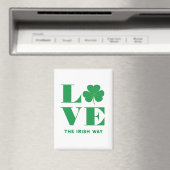 Love Shamrock Clover Irish Custom Text Groen Wit Magneet (Insitu (Vaatwasser))