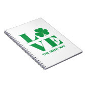 Love Shamrock Clover Irish Custom Text Groen Wit Notitieboek (Rechterzijde)