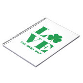 Love Shamrock Clover Irish Custom Text Groen Wit Notitieboek (Linkerzijde)
