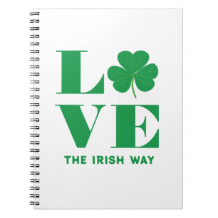 Love Shamrock Clover Irish Custom Text Groen Wit Notitieboek