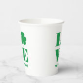 Love Shamrock Clover Irish Custom Text Groen Wit Papieren Bekers (Links)
