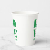 Love Shamrock Clover Irish Custom Text Groen Wit Papieren Bekers (Rechts)