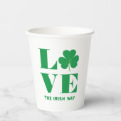Love Shamrock Clover Irish Custom Text Groen Wit Papieren Bekers (Voorkant)