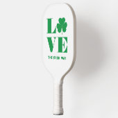 Love Shamrock Clover Irish Custom Text Groen Wit Pickleball Paddle (Links)