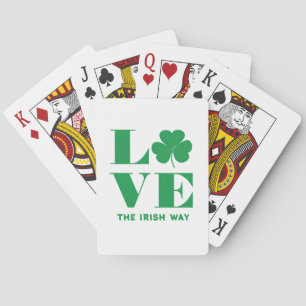 Love Shamrock Clover Irish Custom Text Groen Wit Pokerkaarten
