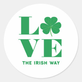 Love Shamrock Clover Irish Custom Text Groen Wit Ronde Sticker