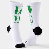 Love Shamrock Clover Irish Custom Text Groen Wit Sokken (Gebogen)