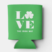 Love Shamrock Clover Irish Green White Custom Text Blikjeskoeler (Achterkant)