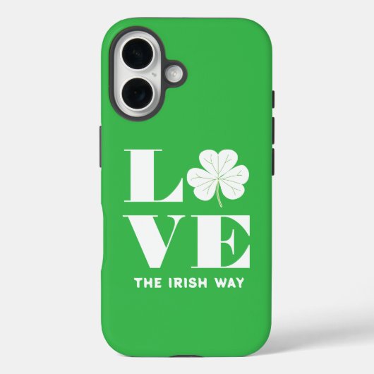 Love Shamrock Clover Irish Green White Custom Text Case-Mate iPhone Case (Achterkant)