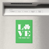 Love Shamrock Clover Irish Green White Custom Text Magneet (Insitu (Vaatwasser))