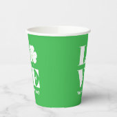 Love Shamrock Clover Irish Green White Custom Text Papieren Bekers (Links)