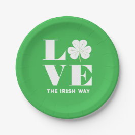 Love Shamrock Clover Irish Green White Custom Text Papieren Bordje