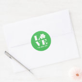 Love Shamrock Clover Irish Green White Custom Text Ronde Sticker (Envelop)