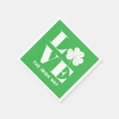 Love Shamrock Clover Irish Green White Custom Text Servet (Hoek)