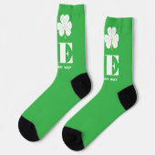 Love Shamrock Clover Irish Green White Custom Text Sokken (Links)
