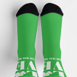 Love Shamrock Clover Irish Green White Custom Text Sokken