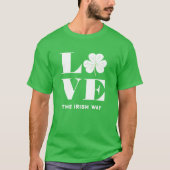 Love Shamrock Clover Irish Green White Custom Text T-shirt (Voorkant)