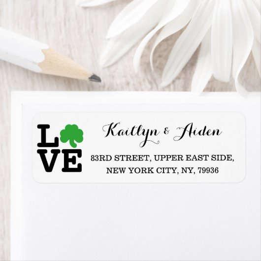 Love Shamrock Irish Clover Custom St Patricks Day Etiket (Insitu)