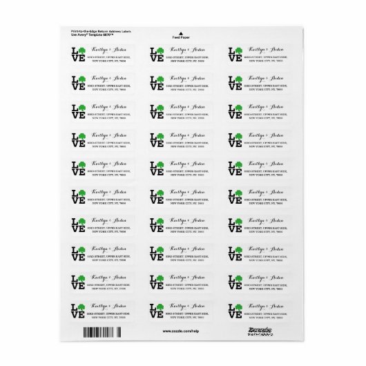 Love Shamrock Irish Clover Custom St Patricks Day Etiket (Full Sheet)