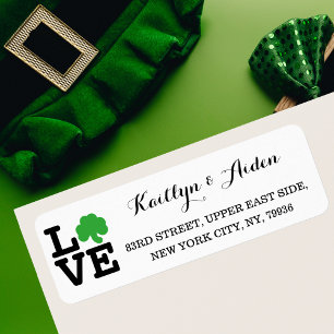 Love Shamrock Irish Clover Custom St Patricks Day Etiket