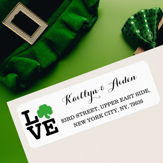 Love Shamrock Irish Clover Custom St Patricks Day Etiket