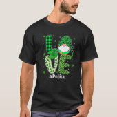 LOVE Shamrock Leopard Pset St Pattys Day Police G T-shirt (Voorkant)