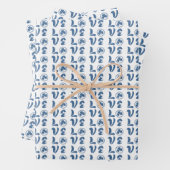 Love Shamrock Plaid Blue Black Classic Pattern Inpakpapier Vel (In situ)