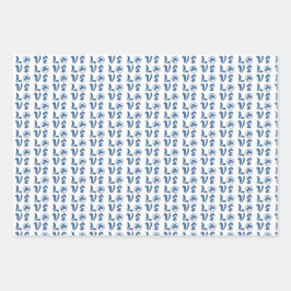 Love Shamrock Plaid Blue Black Classic Pattern Inpakpapier Vel