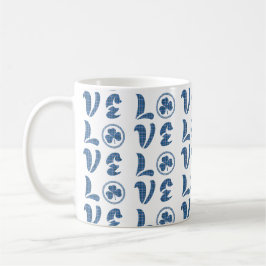 Love Shamrock Plaid Blue Black Classic Pattern Koffiemok