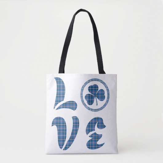 Love Shamrock Plaid Blue Black Classic Pattern Tote Bag (Voorkant)