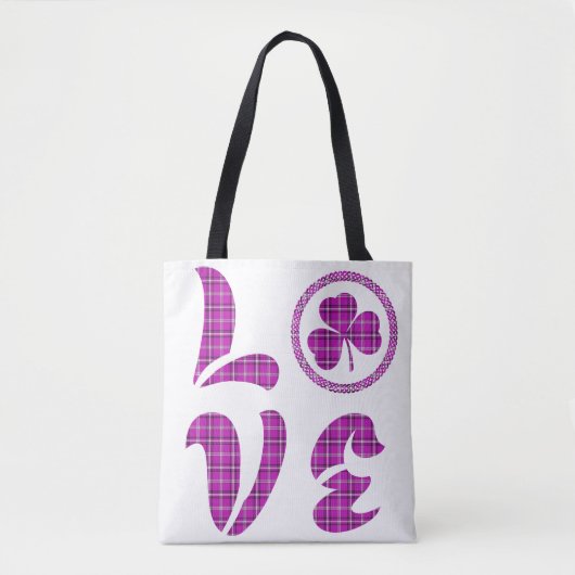 Love Shamrock Plaid Pink Black Classic Tote Bag (Voorkant)