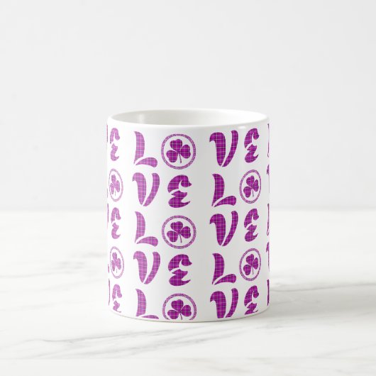 Love Shamrock Plaid Purple Classic Pattern Koffiemok (Center)