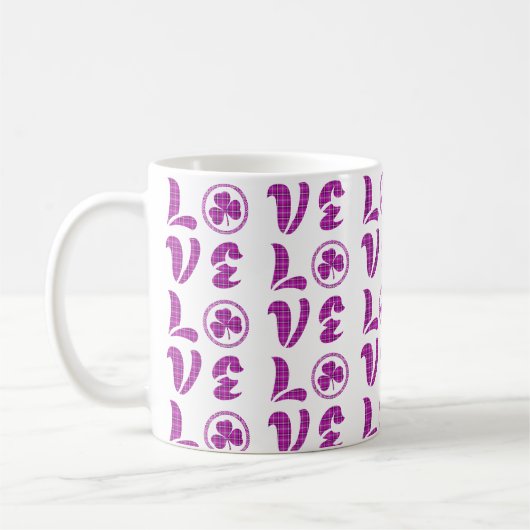 Love Shamrock Plaid Purple Classic Pattern Koffiemok (Links)