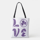 Love Shamrock Plaid Purple Gray Tartan Pattern Tote Bag (Achterkant)