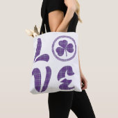 Love Shamrock Plaid Purple Gray Tartan Pattern Tote Bag (Dichtbij)