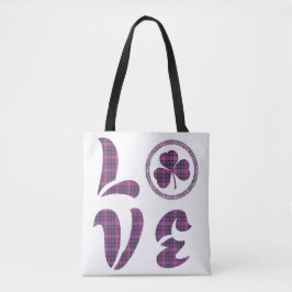 Love Shamrock Plaid Purple Teal Tartan Pattern Tote Bag