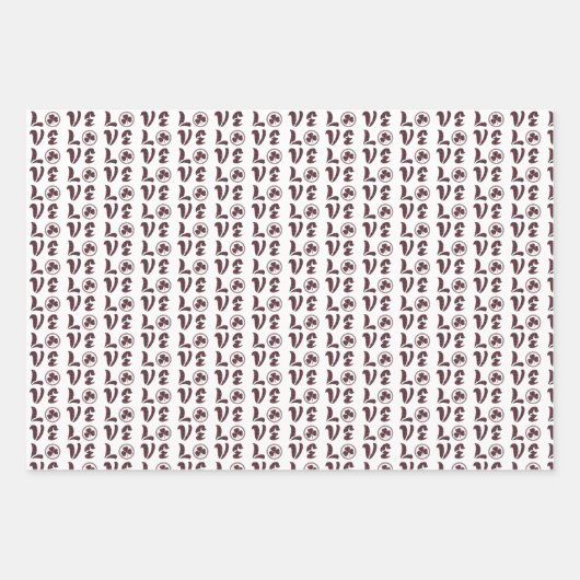 Love Shamrock Plaid Red Blue Tartan Pattern Inpakpapier Vel (Voorkant 3)