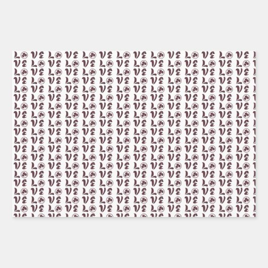 Love Shamrock Plaid Red Blue Tartan Pattern Inpakpapier Vel (Voorkant)