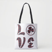 Love Shamrock Plaid Red Blue Tartan Pattern Tote Bag (Voorkant)