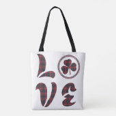 Love Shamrock Plaid Red Blue Tartan Pattern Tote Bag (Achterkant)