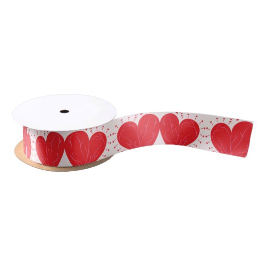 Love Shaped Heart Pattern Satijnen Lint (Spoel)