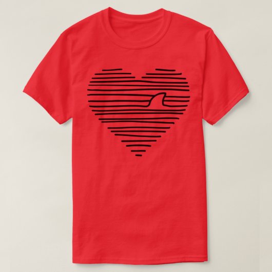 Love Shark Minimalist Line Drawing Shark Fin Pullo T-shirt (Design voorkant)