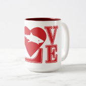 Love Shark Tweekleurige Koffiemok (Voorkant rechts)