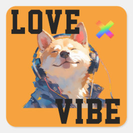 LOVE × SHIBA - Custom Vierkante Sticker