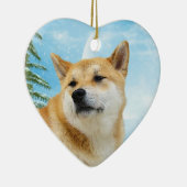 Love Shiba Inu kerstversiering Keramisch Ornament (Rechts)