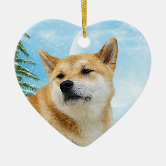 Love Shiba Inu kerstversiering Keramisch Ornament (Voorkant)