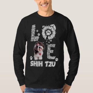Love Shih Tzu Dog Paw Sunflower Costuum T-shirt